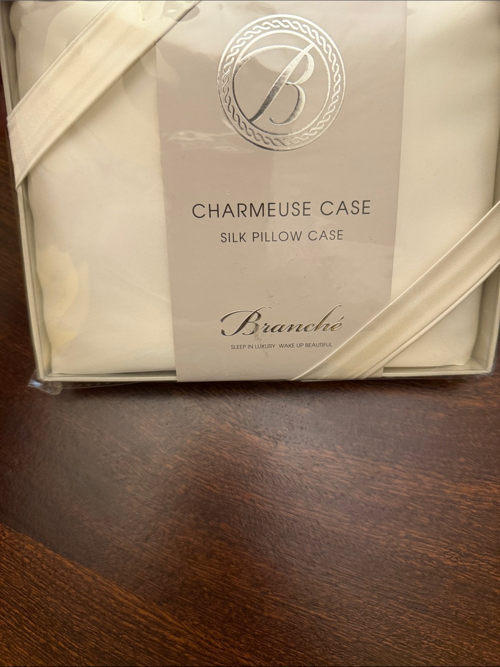Branche White Charmeuse Silk Pillow Case in Ivory standard